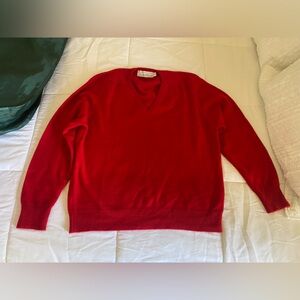Bernhard Altmann Men’s Vintage 100% Cashmere V-Neck Red Sweater -Large
